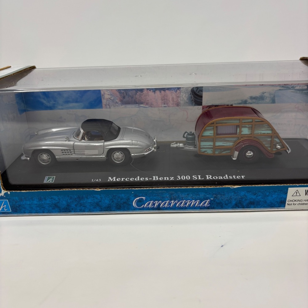 Mercedes-Benz 300 SL Roadster w Trailer Gray 1:43 Cararama Diecast